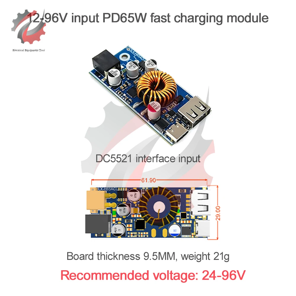 QC2.0 QC3.0 Double USB Type-C Fast Charging Module DC-DC 12-96V to 5V Step Up Power Supply Voltage Regulator Buck Converter