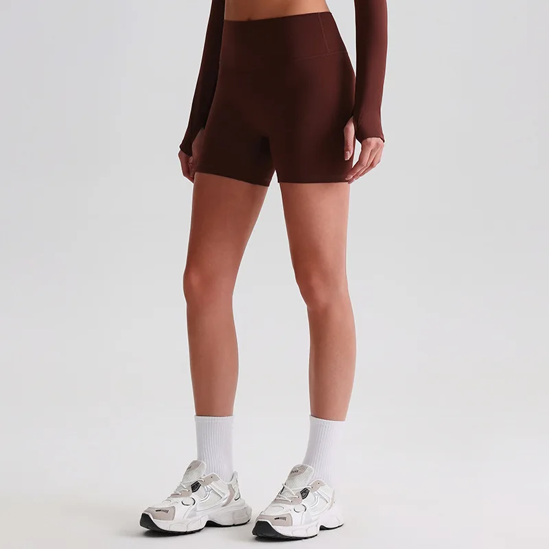 Solid Color Fitness Yoga Shorts Women High Waist Tight Leggings Soft Gym Cycling Workout Sports Shorts Polyester Spandex