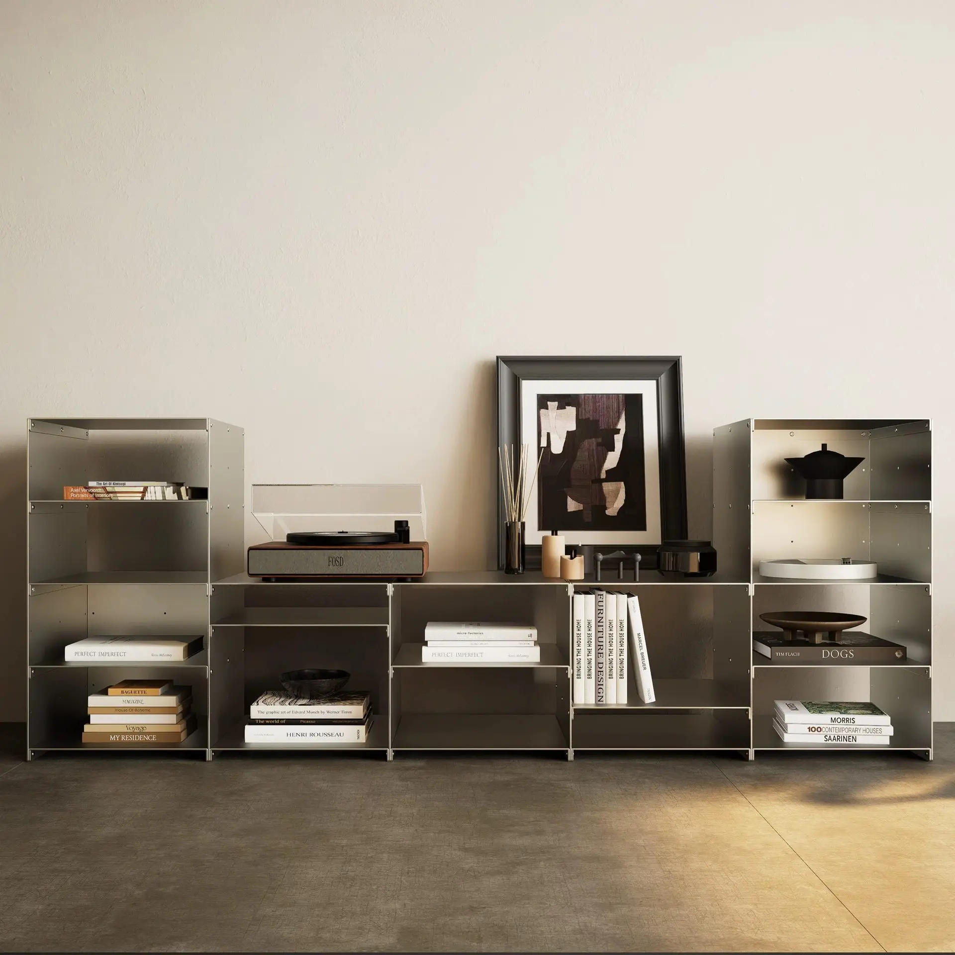 Metal Industrial Wind Stainless Steel Shelf Bedside Table Floor Side Cabinet Multi-layer Bookcase Storage TV Cabinet
