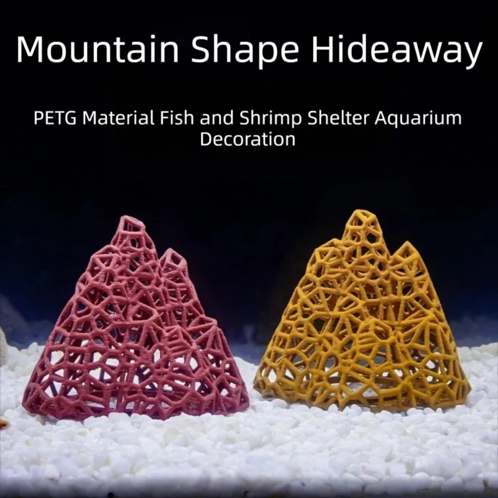 3D Printed Fish Shrimp Hideout Shelter Plastic Hollow Out Aquarium Cave Shelter Grid Multi-level Natural Look