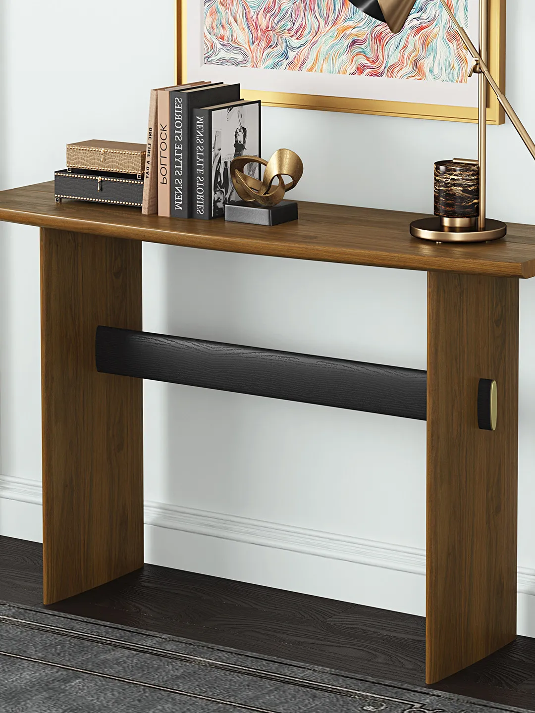 

PYJ Nordic expression furniture is opposite the door, oak solid wood is extremely narrow, and high-end entrance table