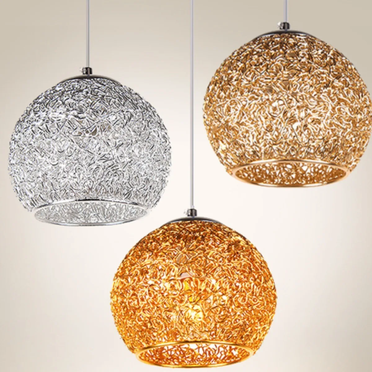 

Restaurant Light Silver Aluminum Wire Chandelier Led Dining Chandelier Modern Minimalist Light Creative Bar Entrance Aisle Light