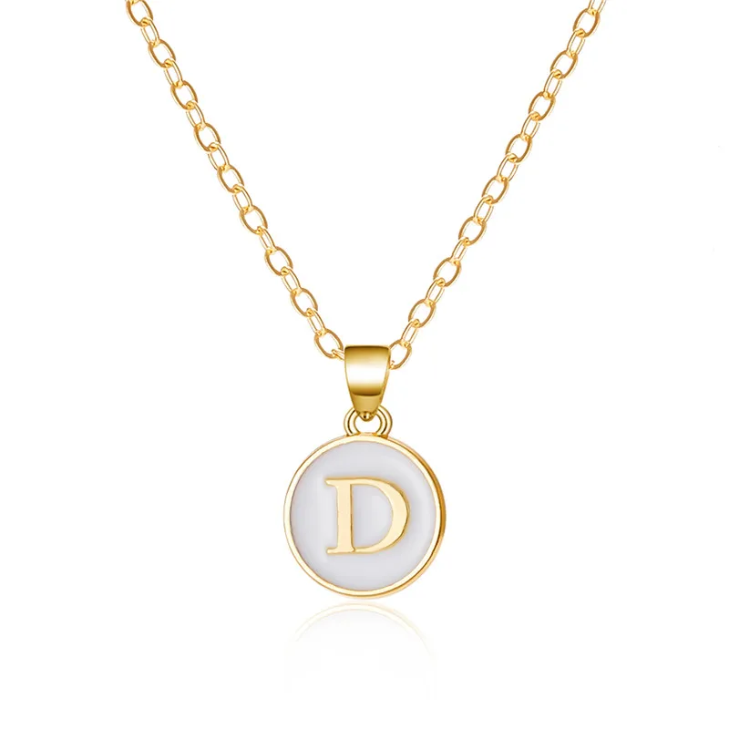 Mode A-Z 26 Buchstaben Halskette Für Frauen Exquisite Initialen Name Runde Emaille Anhänger Schlüsselbein Kette Choker Halsketten Schmuck – Detail 19