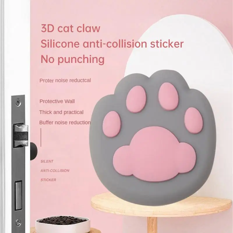 Cute Cat Paw Silicone Anti-Collision Wall Protector Door Handle Crash Pad Bumper Rubber Stopper Wall Mute Crash Pad