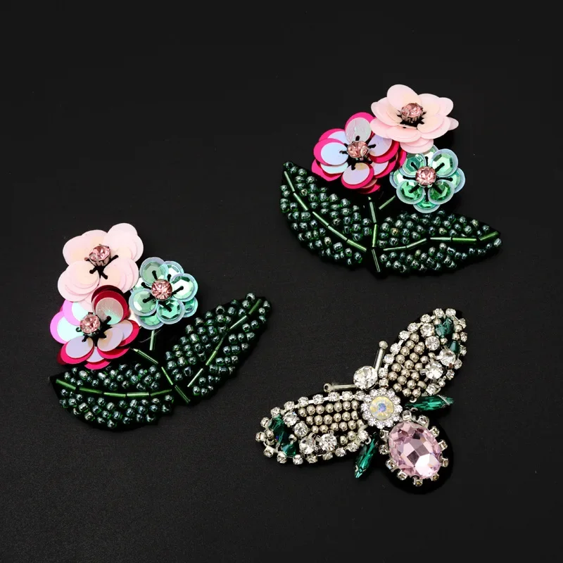 

Handmade Beads Flower Butterfly Cloth Sticker Bee Clothing Bag Shoe Accessories Handmade Jewelry DIY Material Jewelry
