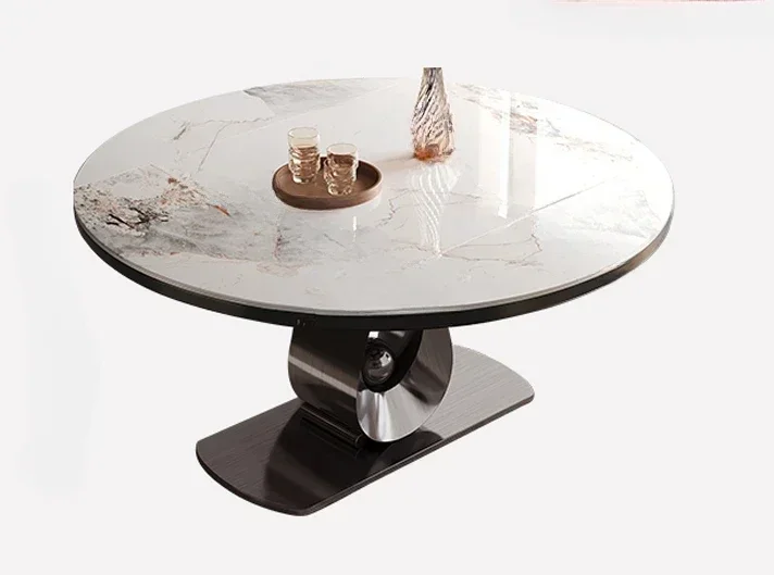 

Slate telescopic folding round dining table modern light luxury Italian minimalist square and round dual-purpose high-end