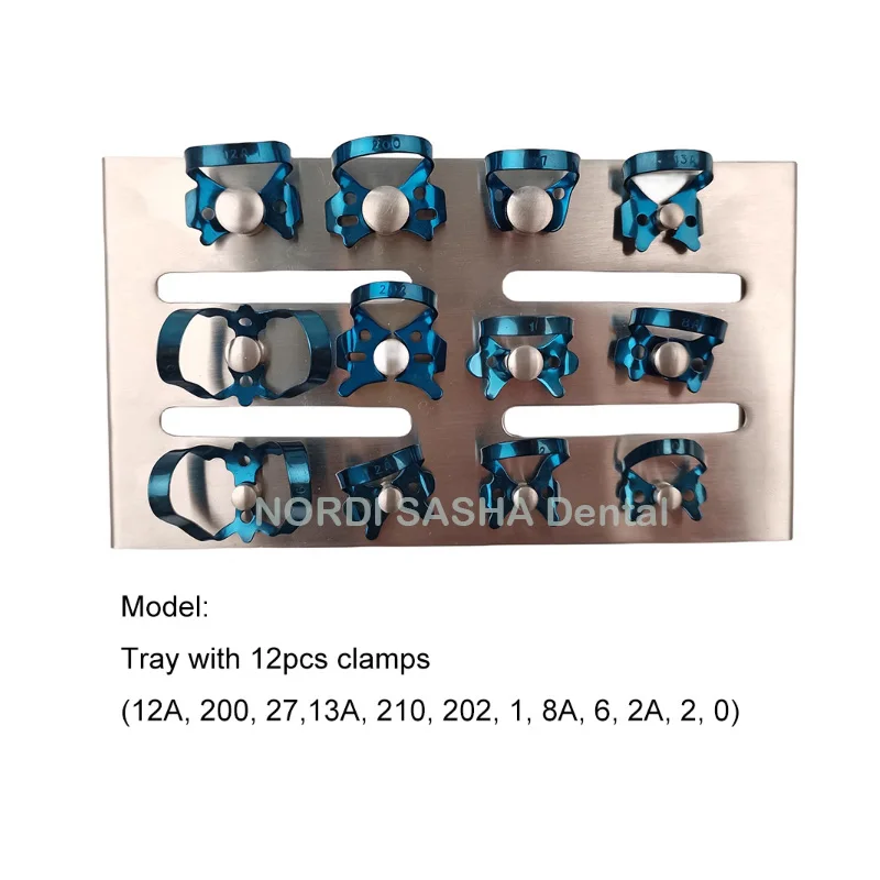 Pinces fantaisie en caoutchouc dentaire en acier inoxydable, clip de barrière molaire fantaisie, autoclavable, 134 °C, outils de dentiste, 12 pièces par ensemble