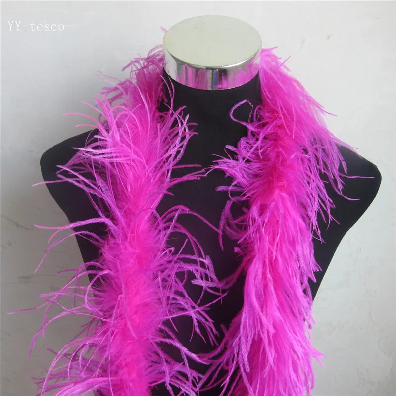 YY-tesco 2 Meter/Lot 2 Layer Natural gray Fluffy Ostrich Feathers Boa Costumes/Trim For Party/Costume/Shawl/ Ostrich Plume