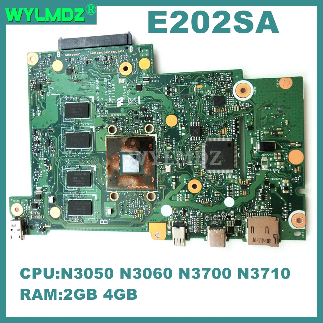 E202SA  Mainboard For ASUS E202S E202SA Laptop Motherboard With N3050 / N3060 / N3700 / N3710 CPU 2GB/4GB-RAM  100% Tested OK