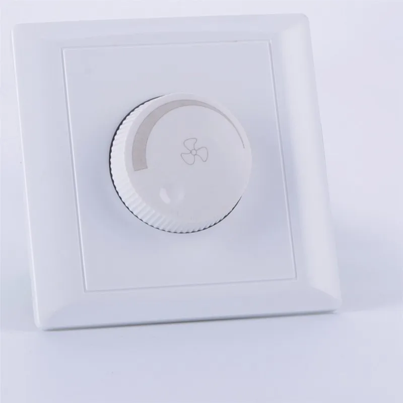 220V Flush Mounted White Plastic Fan Speed Adjustable Regulator Wall Mount Switch 86x86mm 15W-200W