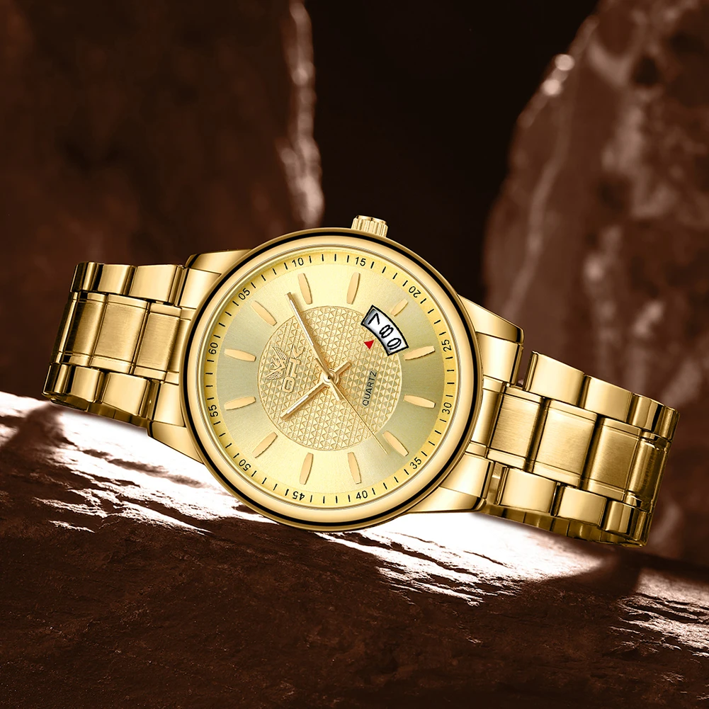 OPK  6028   Steel strap calendar men's quartz watch