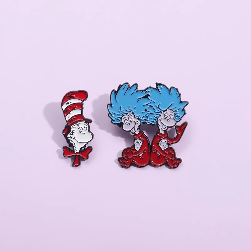 Cartoon Funny Children's Picture Books Enamel Pins Creative Twin Brothers Brooches Lapel Badge Clothes Backpack Accessories Gift