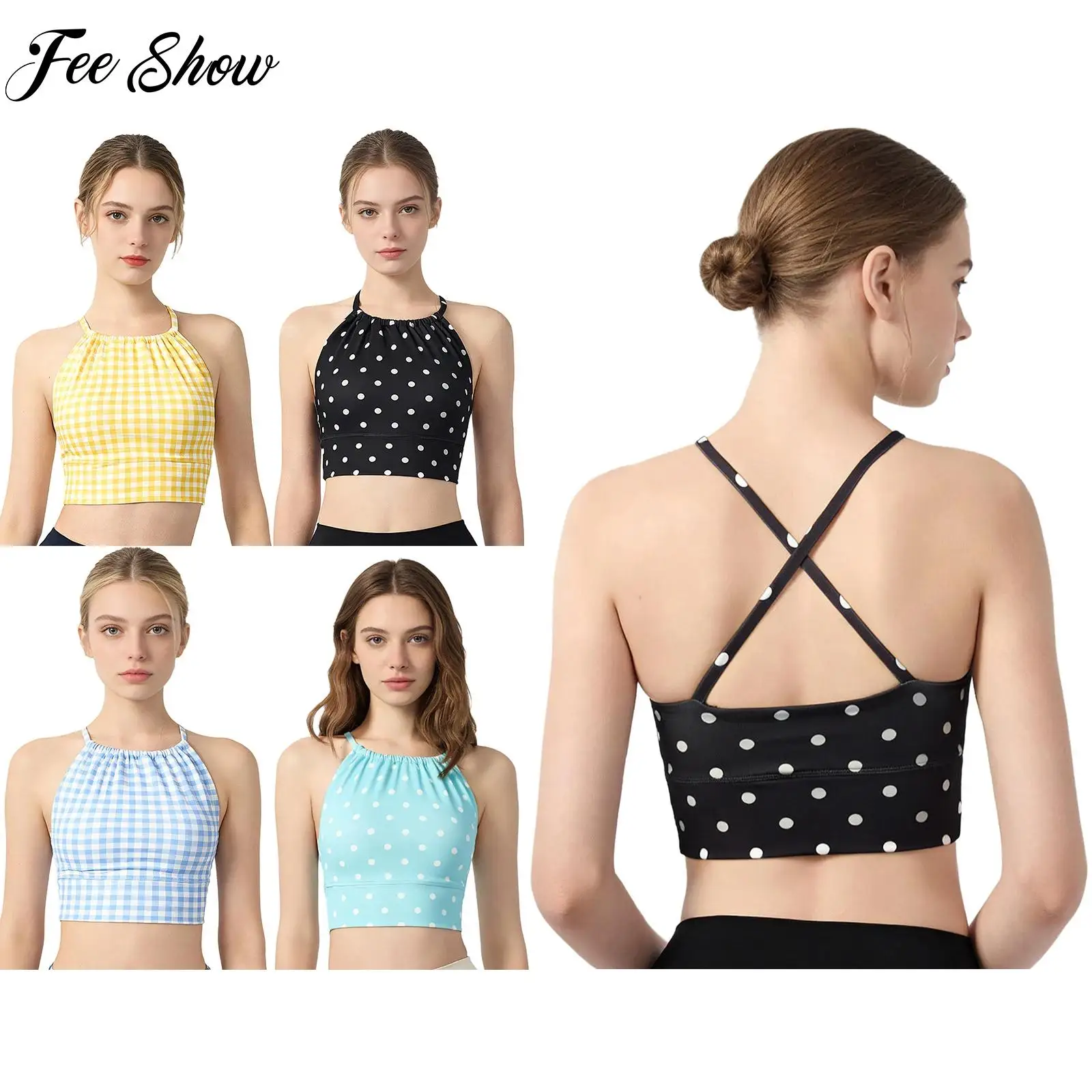 

Women Sports Bra Cross Back Camisole Sleeveless Backless Vest Crop Top for Yoga Workout Gym Fitness