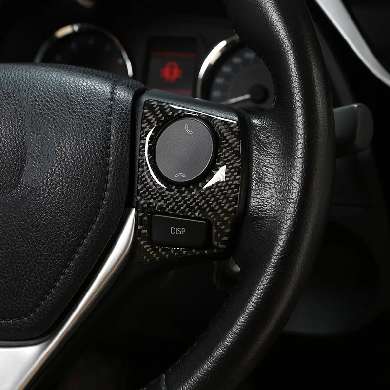 لتويوتا كورولا 2014 2015 2016 2017 2018 لينة ألياف الكربون عجلة توجيه سيارة زر غطاء إطاري ملصق الكسوة اكسسوارات السيارات