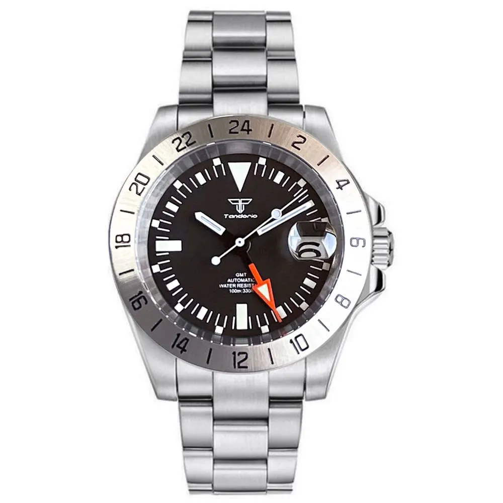 Tandorio Men's Automatic GMT Watch 40mm Stainless Steel