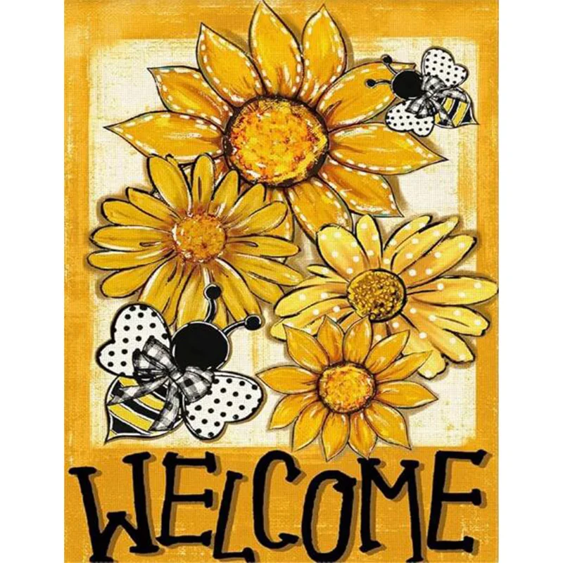 

AB Diamond Diamond Painting Bees and sunflowers Embroidery Kit Wall Decoration Hanging Painting