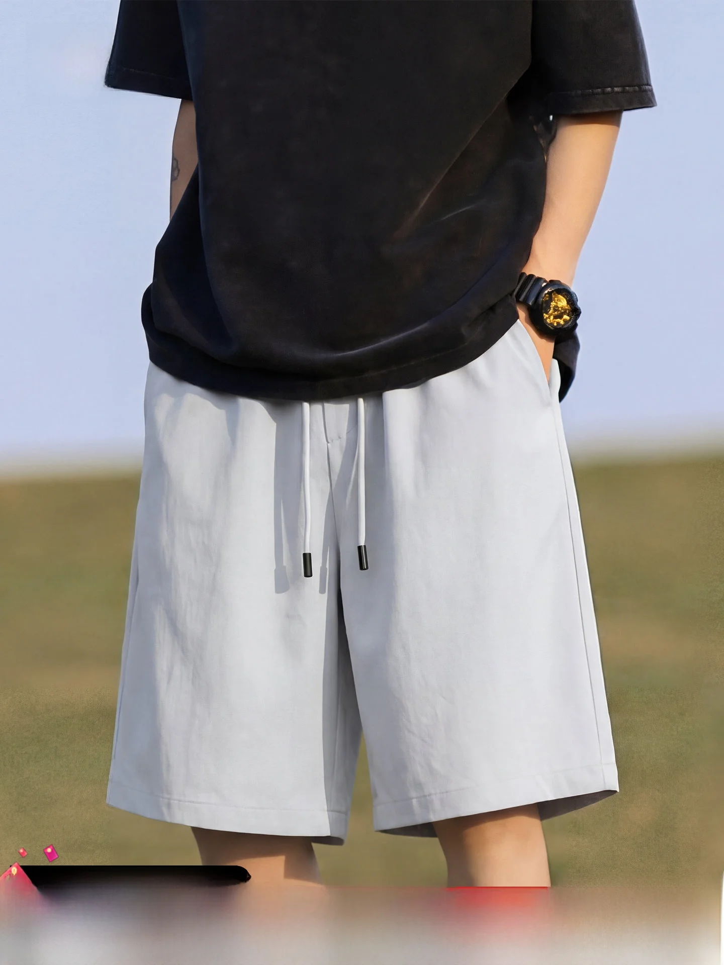 

Youth Casual Pants Men's Summer ey Running Fitn Loose Fit Five-Quarter Length Straight Leg Polyester Fiber Breathable