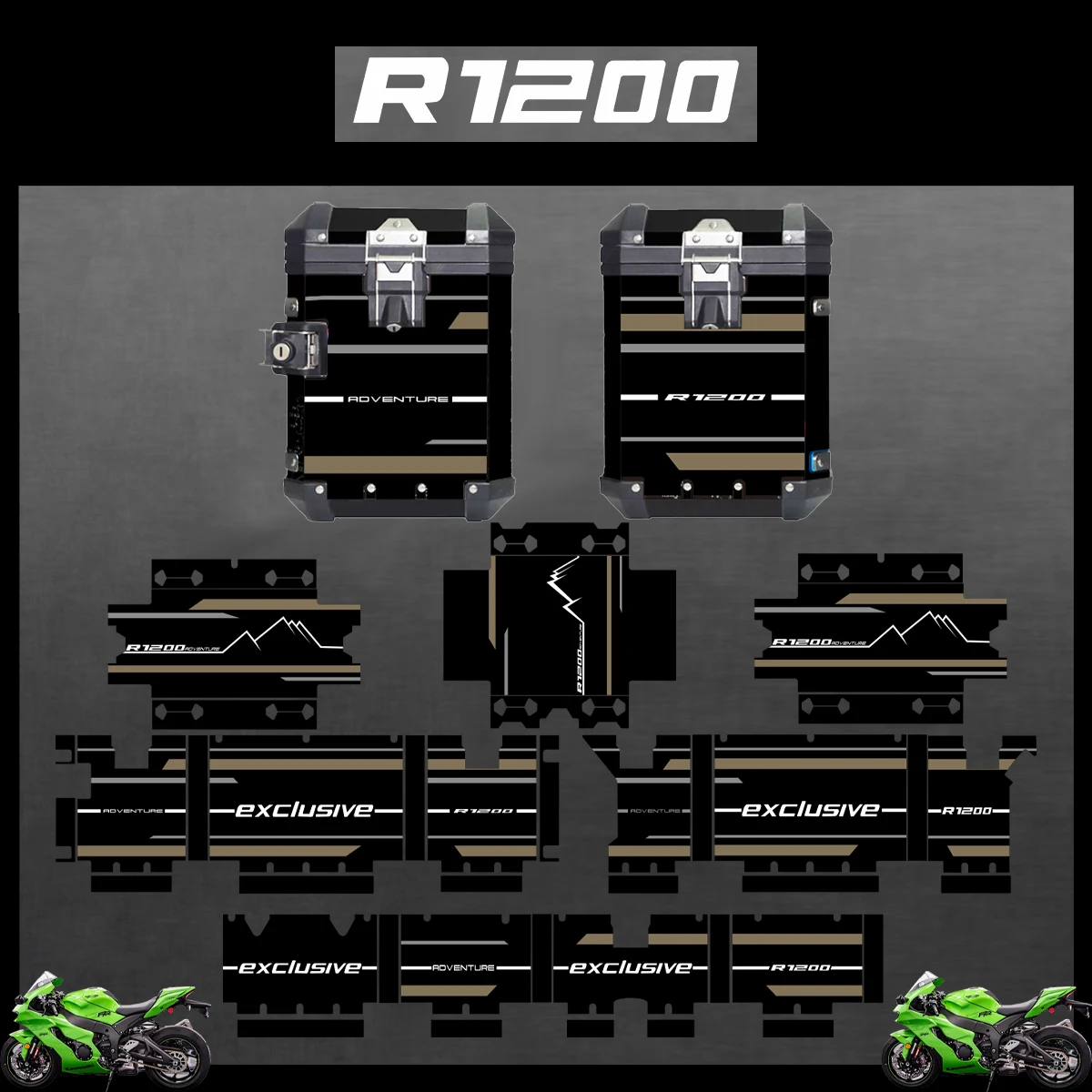 

Motorcycle Stickers For BMW R1200GS R1200 GS 2004-2023 2022 2021 ADV Decorative Alloy Box Sticker Decal Set aluminium pannier