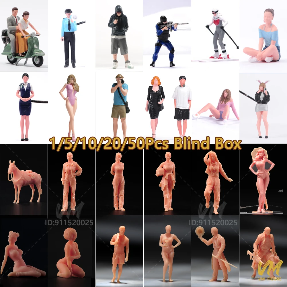 1/5/10/50Pcs Blind Box 1/64 1/87 Unlackiert Gemalt Miniaturen Figuren Szene Requisiten Abbildung Modell fahrzeuge Dekorieren Zufällige Versand