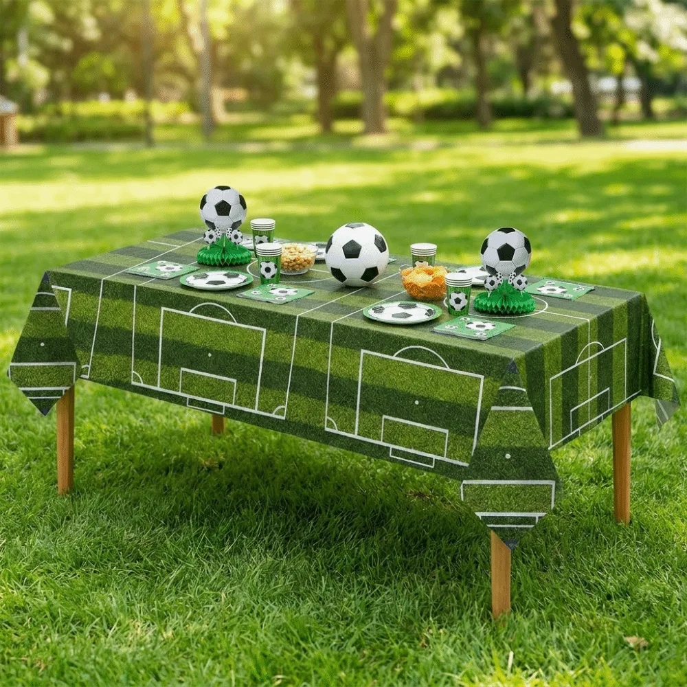 Plastic Football Theme Tablecloth Disposable Waterproof Football Sport Table Linen Oil-proof Rectangle Soccer Table Cover