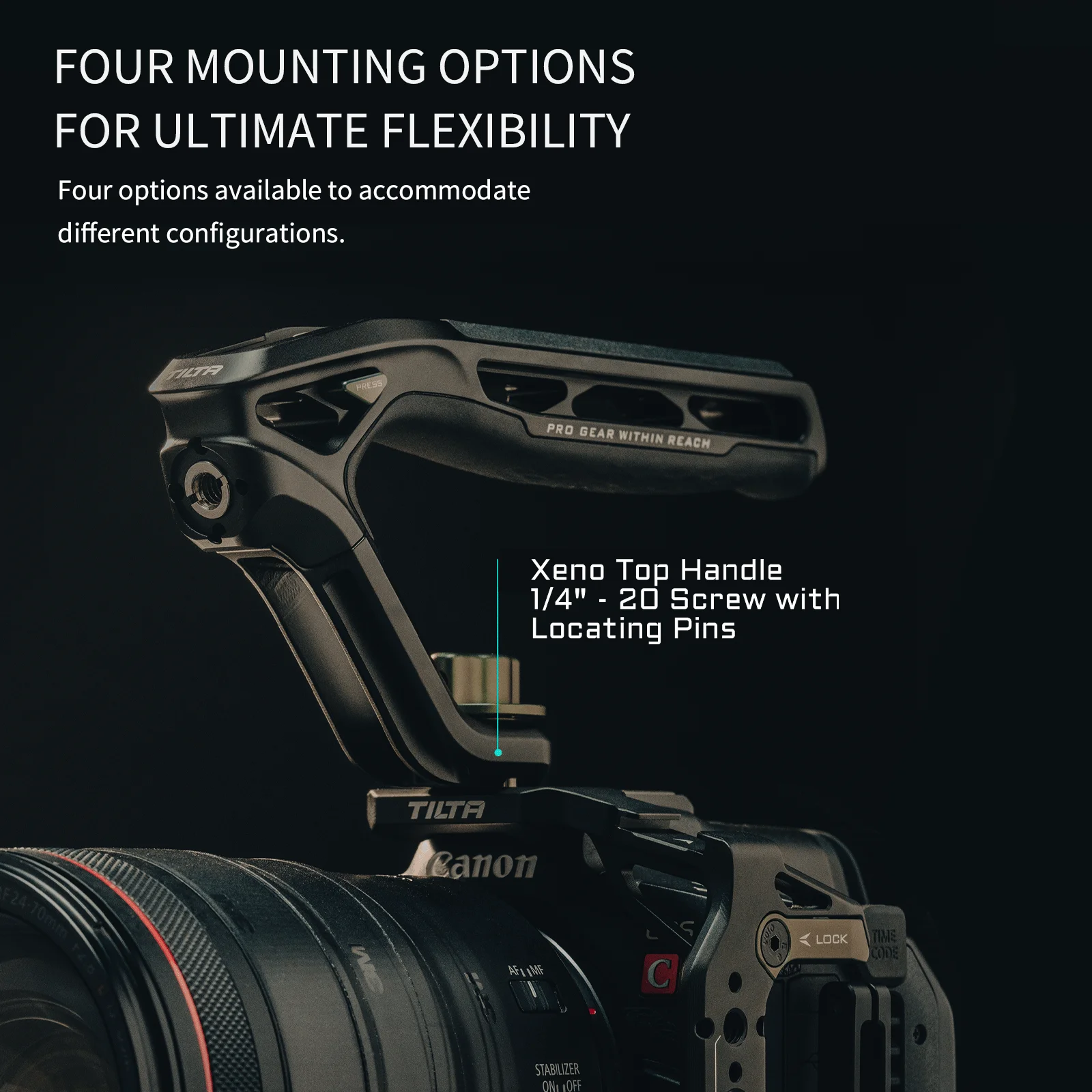 مقبض علوي TILTA Xeno TA-XTH متوافق مع ملحقات قفص الكاميرا Sony FX3 FX30 حذاء بارد 1/4 بوصة -20 مع دبابيس تحديد موقع/NATO/Dual