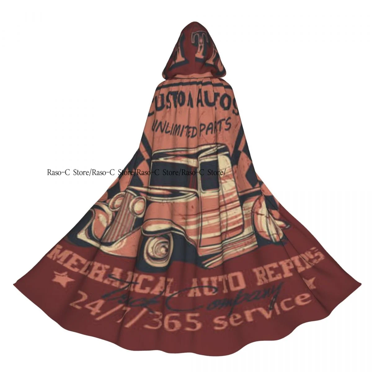 

Unisex Adult North Truck Mechanical Auto Repairs Custom Autos Vintage Advertising Cloak with Hood Long Witch Costume Cosplay