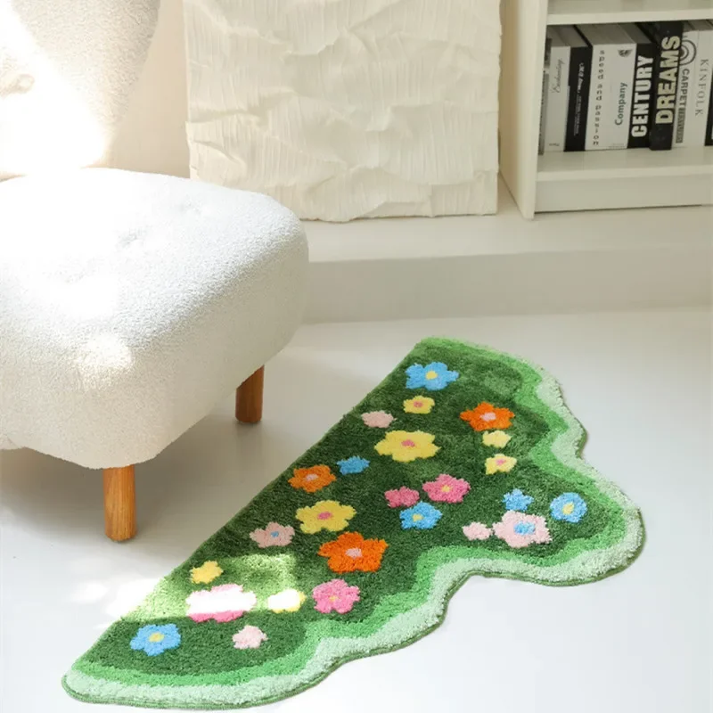 

3D мягкий коврик для спальни, тафтинговый мох, коврик для ванной комнаты, луг, зеленые растения, ковер для гостиной, прикроватный коврик для пола, эстетический домашний декор