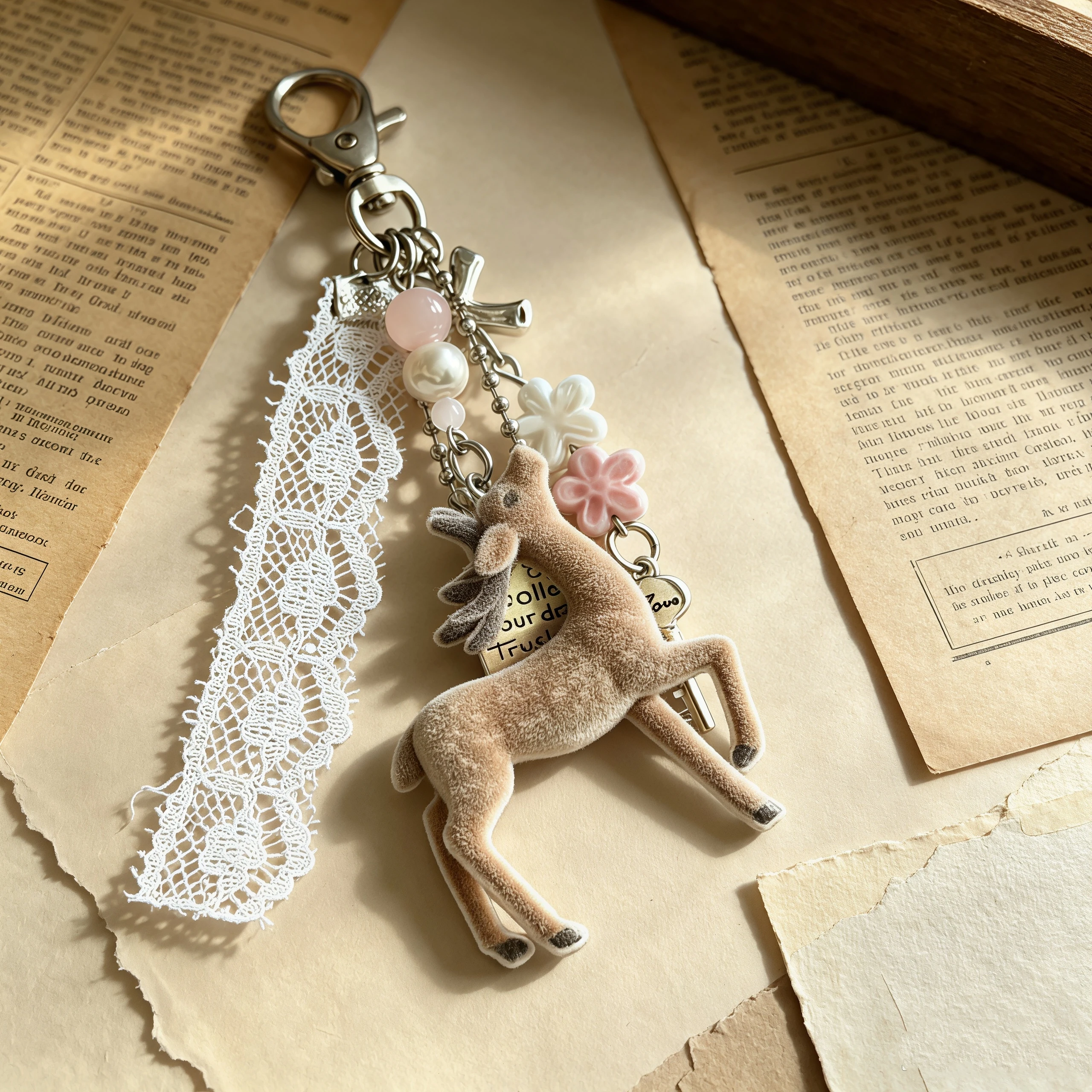 Porte-clés cerf mignon portable de 11,5 cm, style coréen, étui à perles DIY, breloques de téléphone faites à la main, pendentif de sac, cadeau de fête, accessoires Y2K
