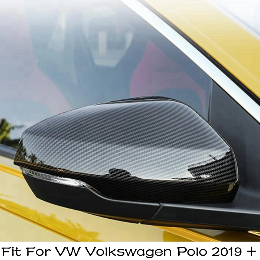 

Car Rearview Mirror Shell Cap Cover Trim Fit For VW Volkswagen Polo 2019 - 2023 Carbon Fiber Look Exterior Refit Kit Accessories