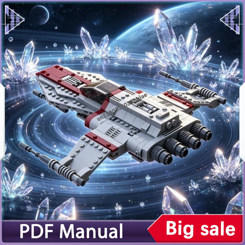 

R 41 Starchaser MOC Building Blocks Sci fi Starfighter Model DIY Assembly Bricks Creative Spacecraft Display Toy