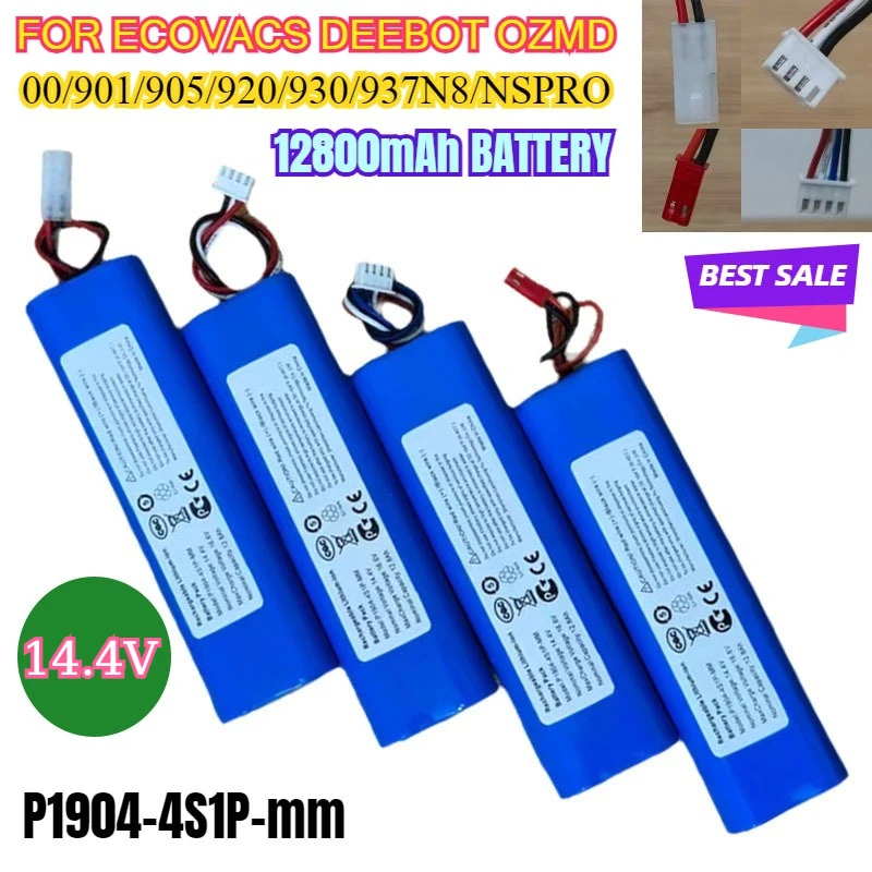

12800mAh 14.4V For Ecovacs Deebot Ozmo 900 901 905 920 930 937 N8 N8 Pro Li-ION Robot Vacuum Cleaner Battery Replacement Battery