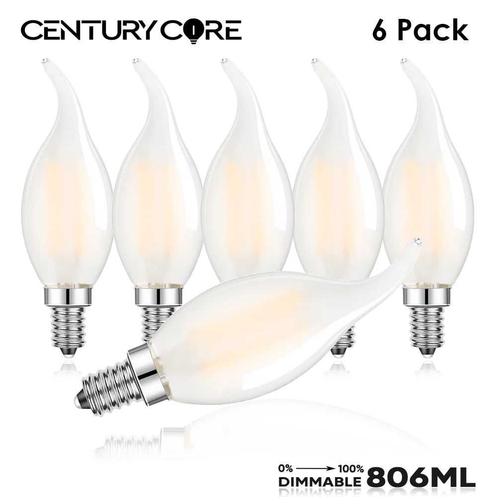 

Candle C35 Led Bulb E14 220V Dimmable 6.5W High Lumen 806LM Warm White Replace Pendant Chandelier Frosted Vintage Filament Lamp