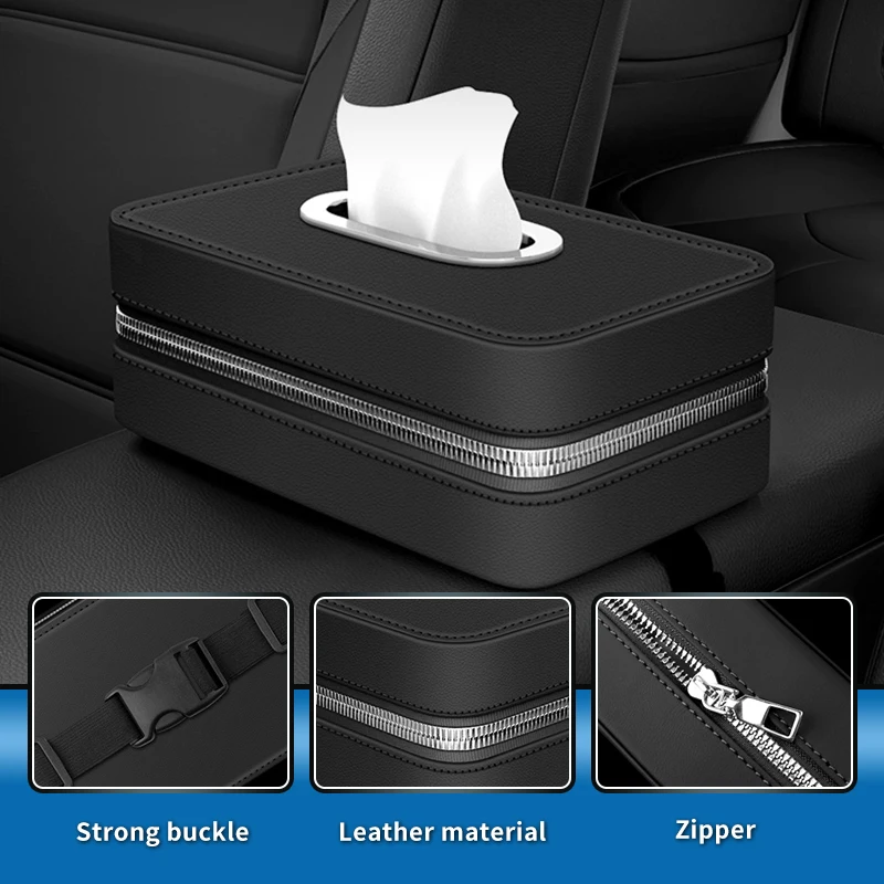 Picture 5: Leather Car Seatback Tissue Box Napkin Storage Bag Accessories For No