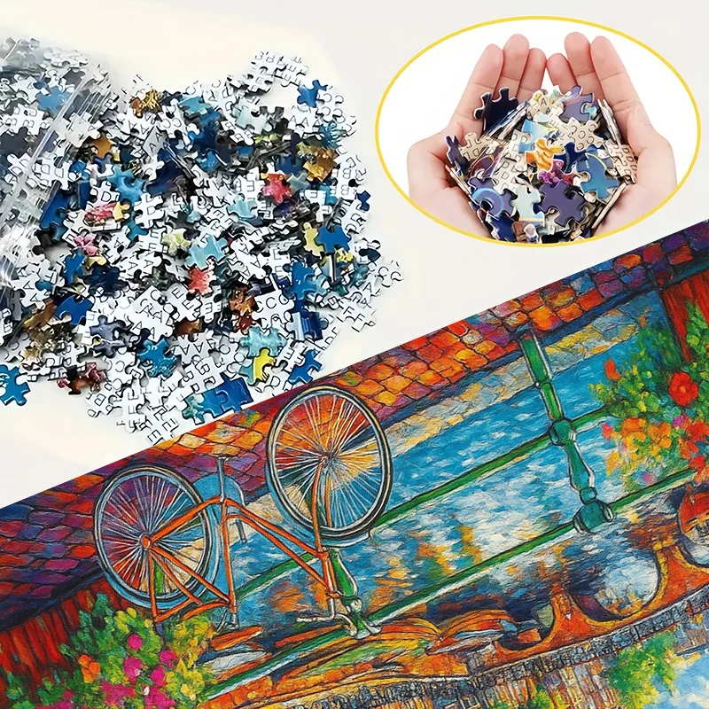 Rompecabezas de casas del canal de Amsterdam de 500/1000 piezas adecuado para adultos: rompecabezas grande y desafiante con tablero de tarjeta blanco, A