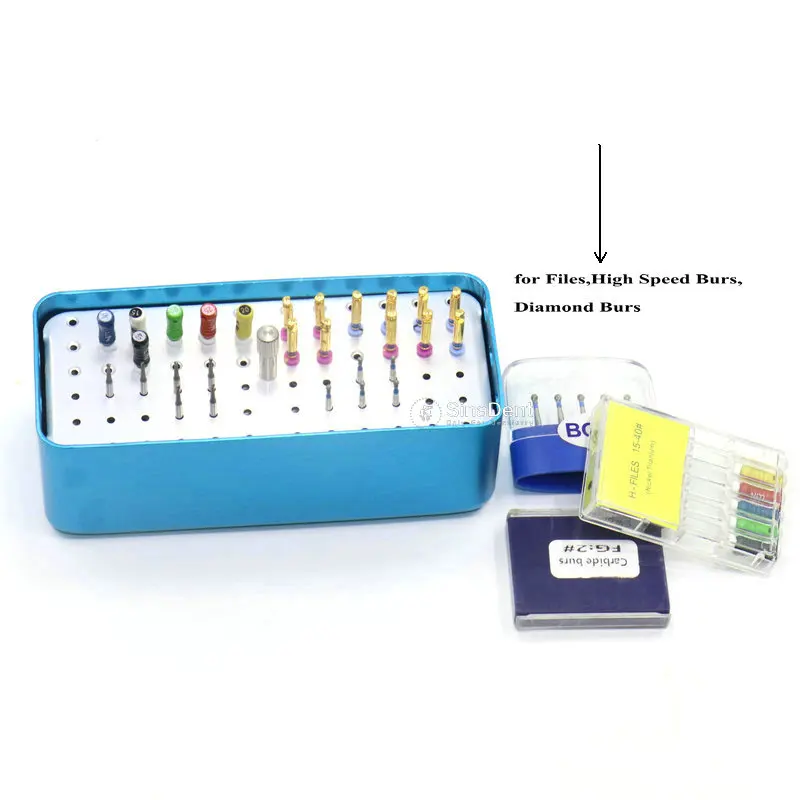 1Pcs Dental Disinfection Box 72 Holes Full Hole Endo Box Dental Diamond Bur Holder Autoclave Sterilizer Case Burs