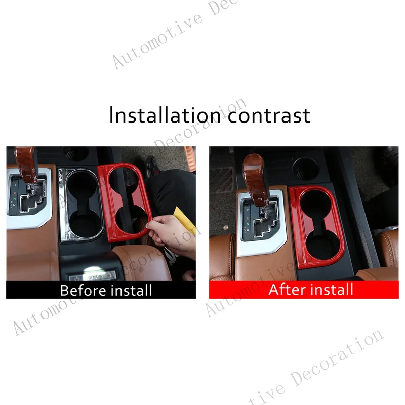 Z+ Center Console Water Cup Holder Trim Cover For Toyota Tundra 14-2021 ABS Red