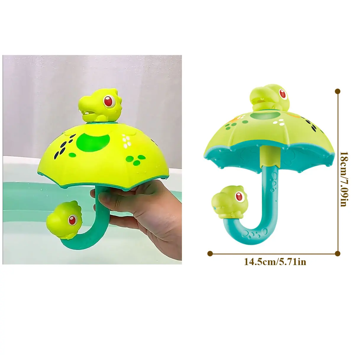 Paraguas de seta de dinosaurio, juguete de baño para bebé, bonito paraguas de pulverización de agua para natación, juguete de ducha al aire libre para niños, juego