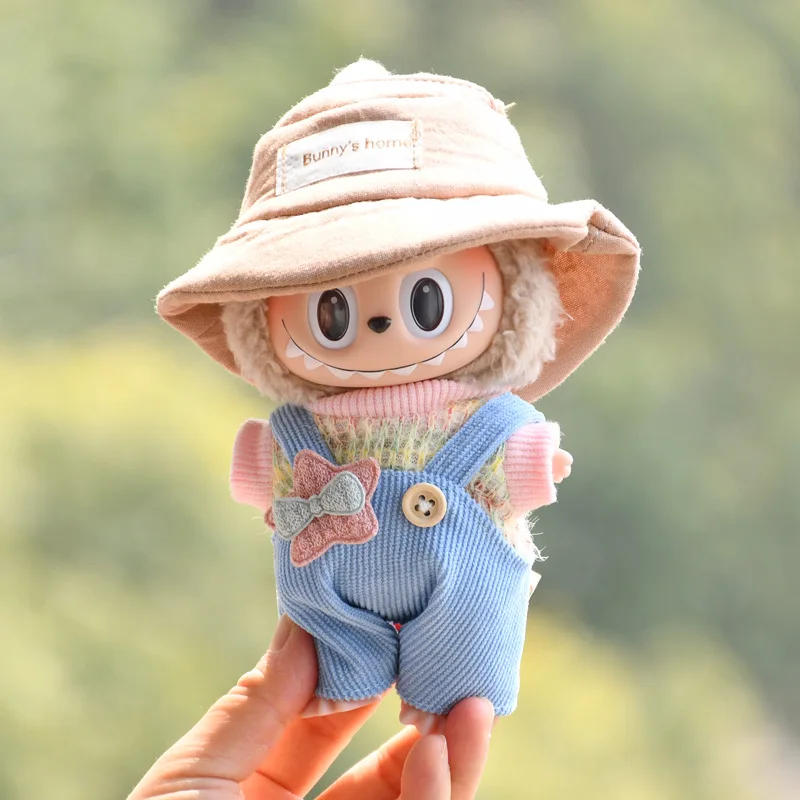 17cm Cute Mini Plush Doll\'S Clothes Outfit Accessories For Korea Kpop Exo Labubu Idol Dolls Overalls Hat Clothing DIY Kids Gift