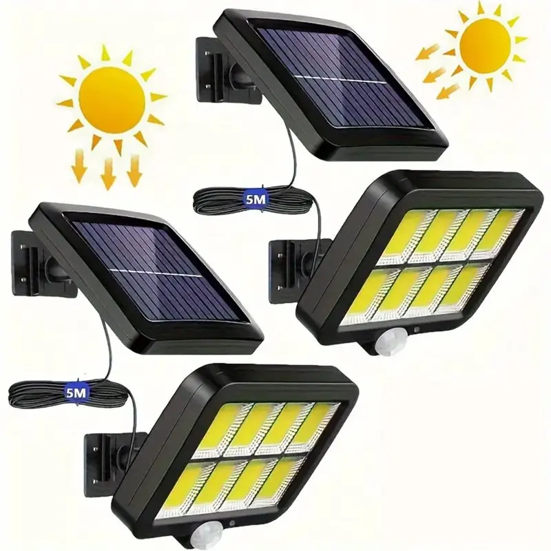 

ABKW-Solar Lamp 2Pc Outdoor Lighting Street Light Split Wall Lamp For Yard Garden For Pathway Fence Patio Security