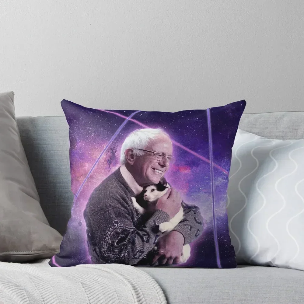 Bernie Sanders Halftone Cat in Space Throw Pillow luxury sofa pillows christmas decorations 2025 Cushions For Sofa pillow