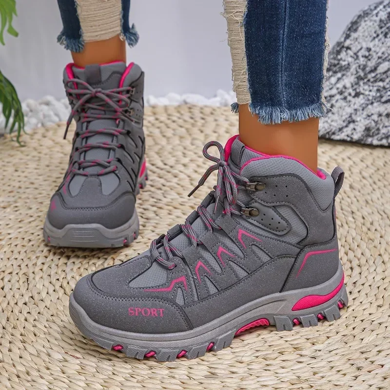 2024 High Quality Women Shoes Hot Sale Women's Sneakers Comfort Non-slip Hiking Boots Fashion Mixed Colors Lace-up Sport Shoes