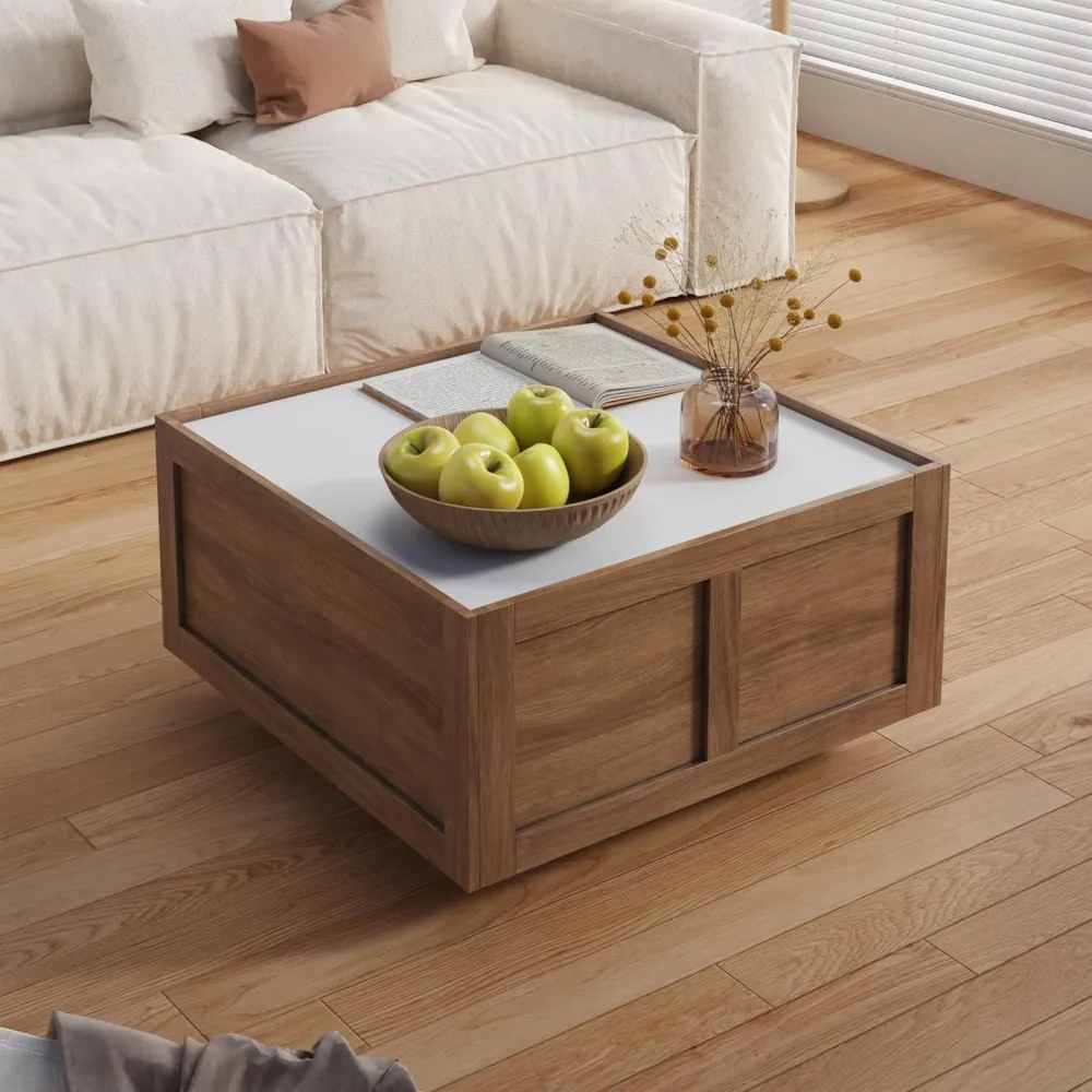 Coffee Table with 2 Storage Drawers for Living Room Square Center Middle Tables Modern Cocktail Table