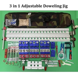 3 in 1 Adjustable Doweling Jig Pocket Hole Jig 65cm Ruler Drilling Guide Locator Puncher Tool With Drill Bit Woodworking Tools