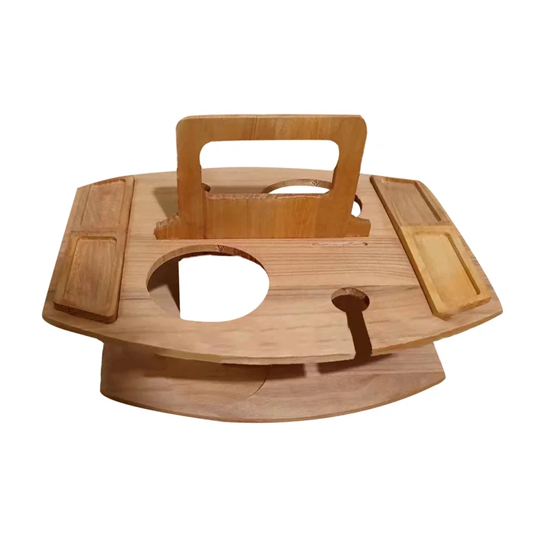 Outdoor Tables Wine Rack Wooden Folding Picnic Table With Glass Holder Outdoor Camping Party Beach Barbecue Snack Tray