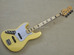 Left Hand 4 Strings Yellow Electric Bass with Active Circuit,Maple Fretboard,Customizable