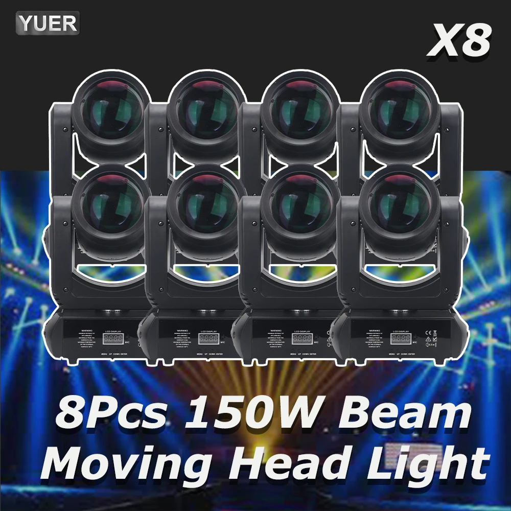 8Pcs/lot Mini 150W LED Moving Head Light  Beam Spot 18 Rotating Prisms Dj Dmx Stage Light Effect Light Disco Dj Bar Wedding Club