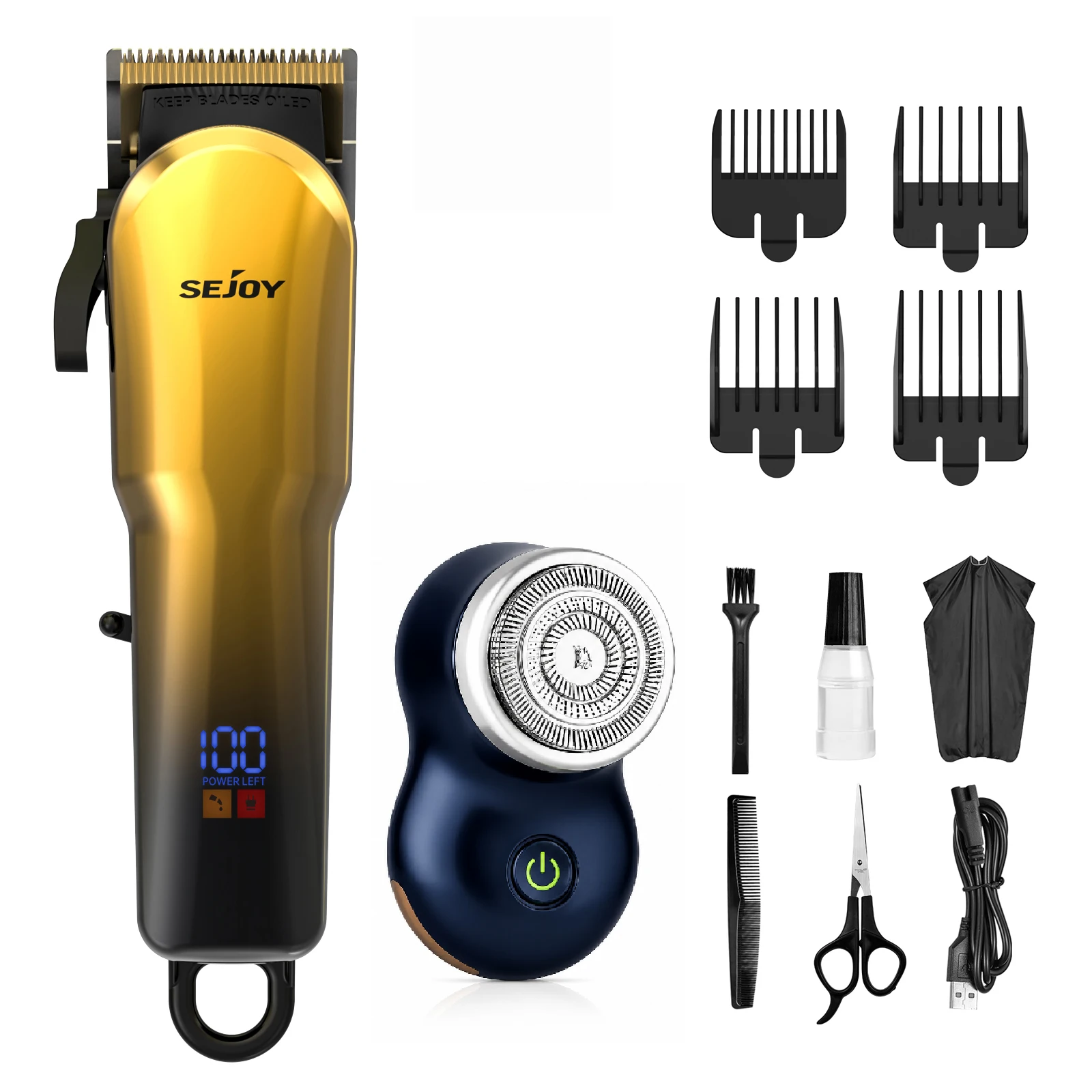 Set professionale di tagliacapelli e regolabarba, rasoio elettrico per tagliare capelli e barba, kit per tagliacapelli da uomo, ideale per la cura dei capelli e della barba a casa o in salone.