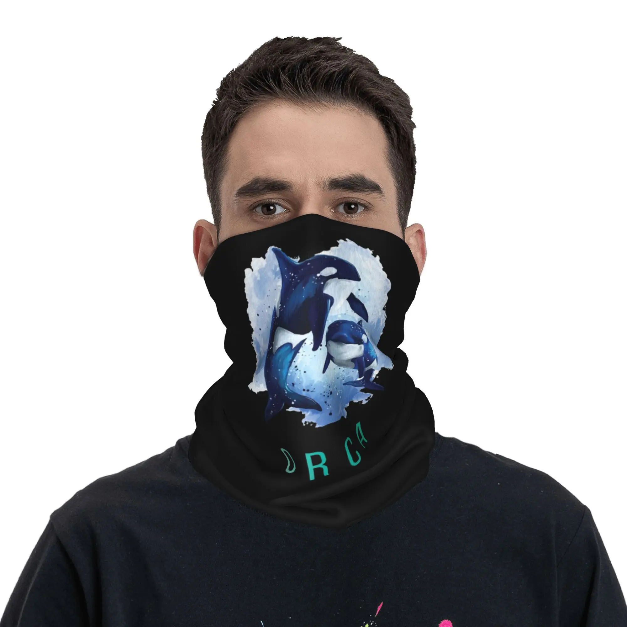 

Orca Aquatic Sea Ocean - top tees Killer Whale Bandana Neck Cover Printed Mask Scarf Headwear Hiking Fishing For Men Women