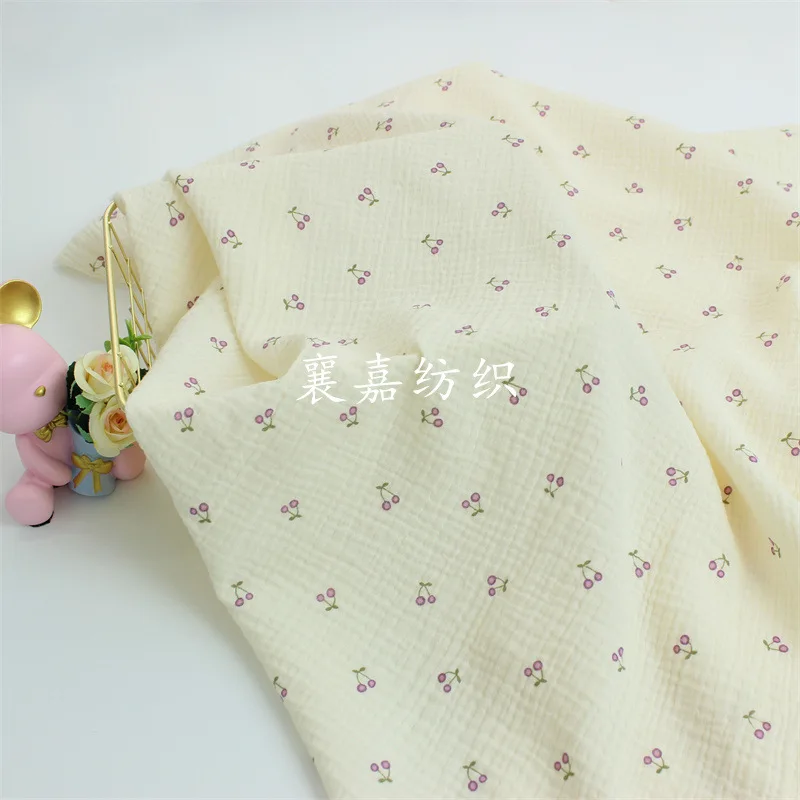 

Double Cotton Yarn, Wrinkled Yarn, Retro Little Cherry, Loungewear, Children's Clothing Fabrics