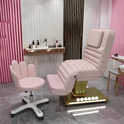 Lit à cils de luxe pour spa de beauté, meubles de salon cosmétiques, chaise électrique, table de massage facial